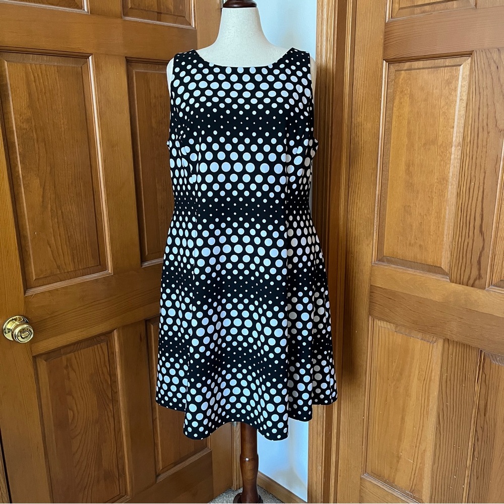 Lane Bryant Polka Dot Sleeveless Dress - Black and White